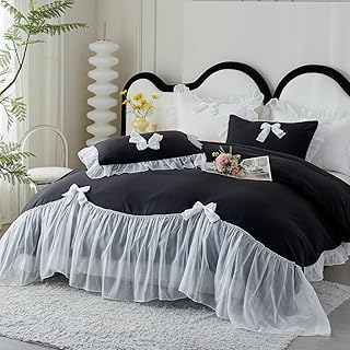 IHOUSTRIY Queen Duvet Cover Set with Bowtie and Pillowcases
